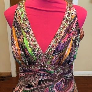 Ignite Evenings by Carol Lin Gorgeous Beaded Floral Maxi Dress